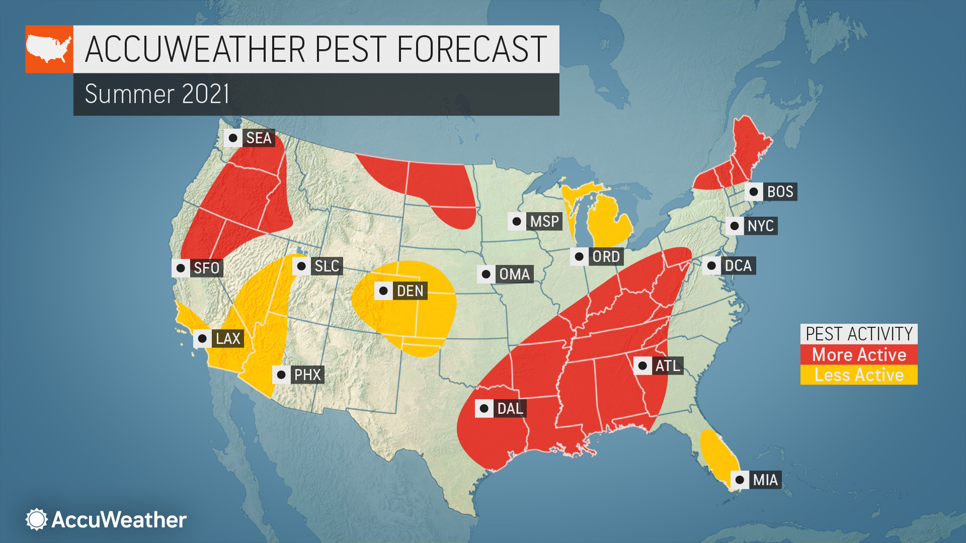 AccuWeather Pest US Forecast Map - Summer 2021